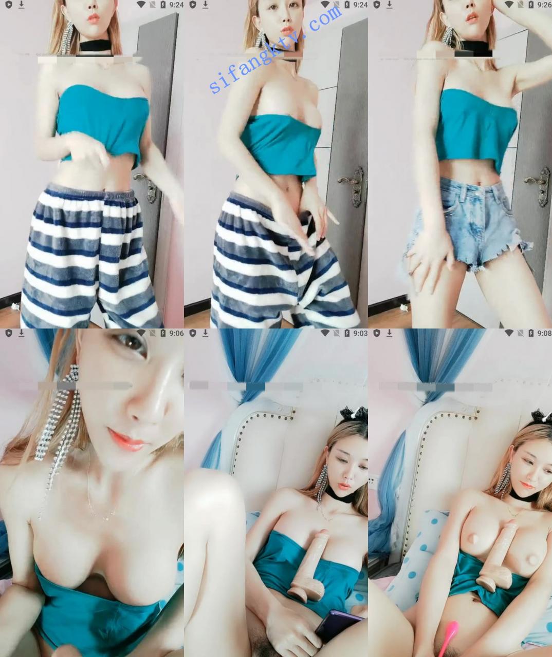 可可菲衣 时尚美少女,坚挺大咪咪 超短牛仔裤 道具自慰 图 01