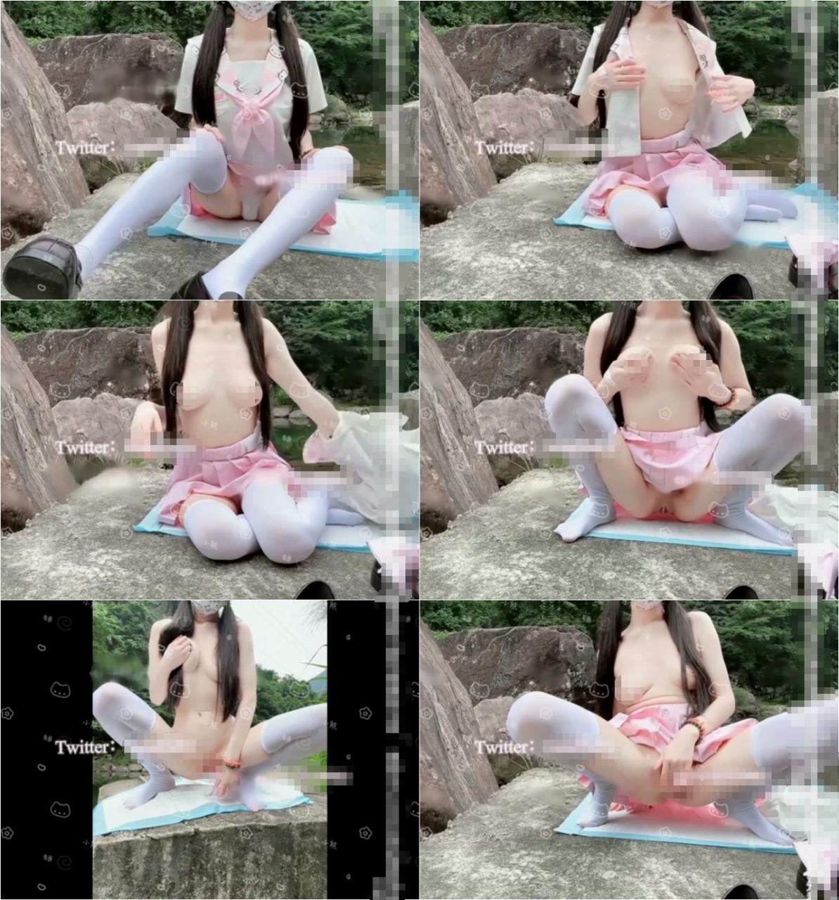 ✅推特 TuzaiBaby 学生JK裙 户外露出 阳具插B 高潮喷水 超多 图 05