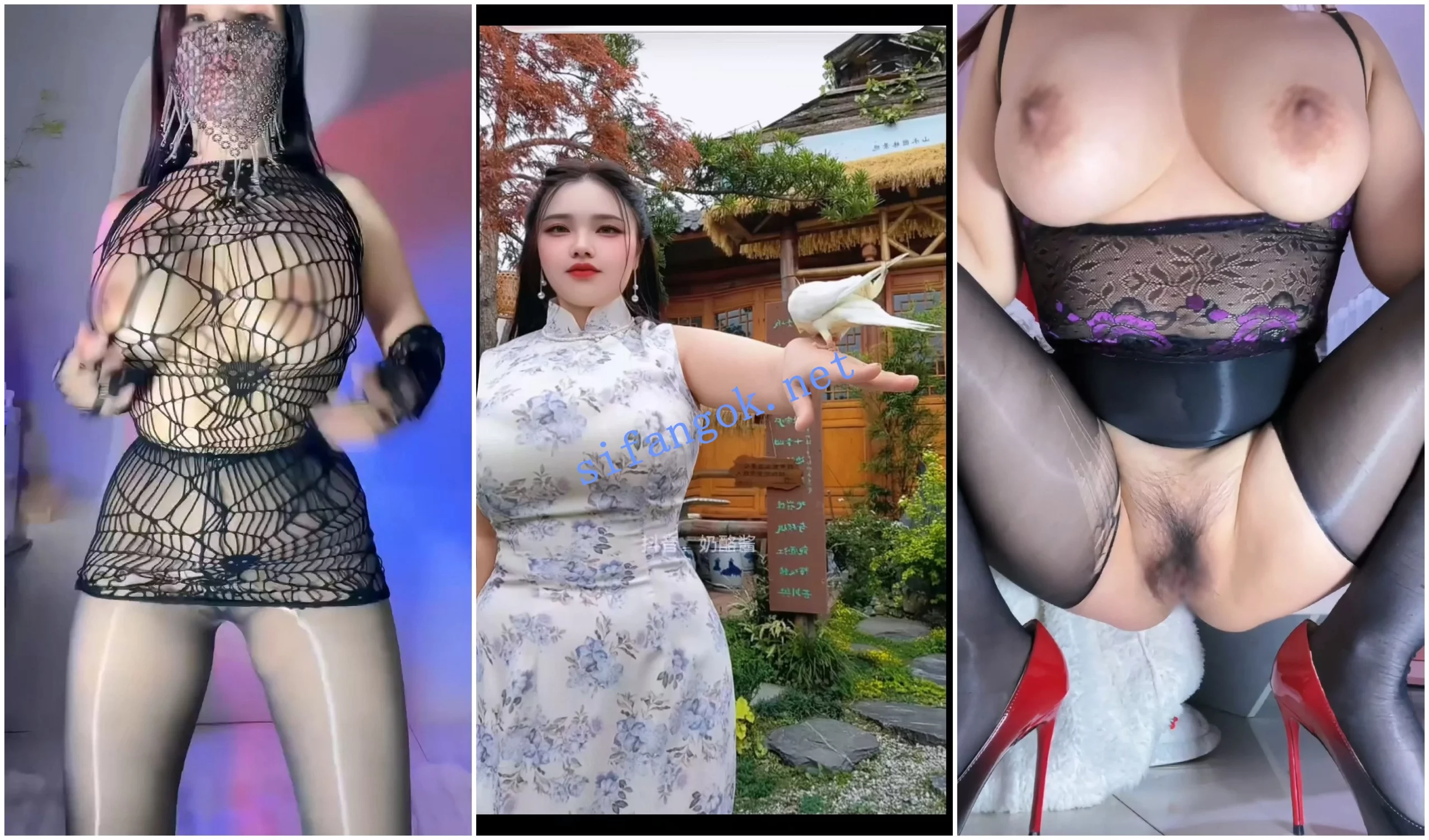 抖音福利 高挑肥臀大奶BBW御姐 奶酪酱 裸舞道具自X 图 03